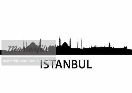 detailed vector skyline of Istanbul