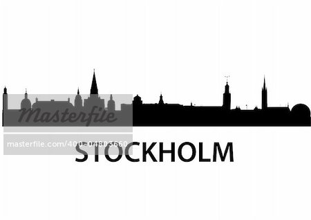 detailed vector skyline of Stockholm