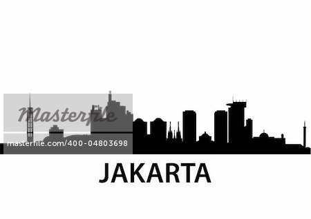 detailed vector illustration of Jakarta, Indonesia