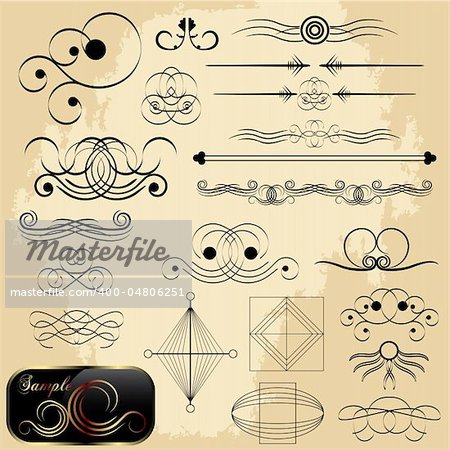 Calligraphic design elements, vector collection