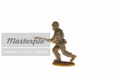 plastic toy soldier, photo on the white background