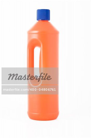 orange bottle, cleaning product on white background