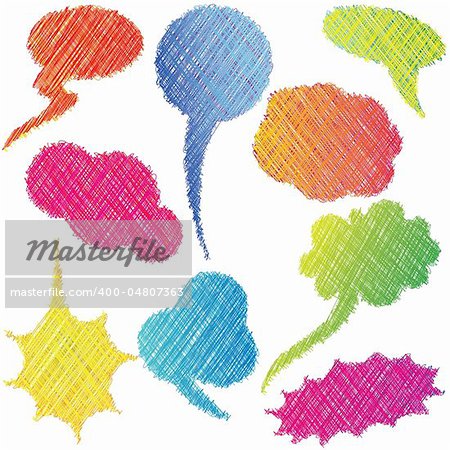 Colorful hand drawn speech and thought bubble / Dialog cloud. Vector version of this image also available in my portfolio