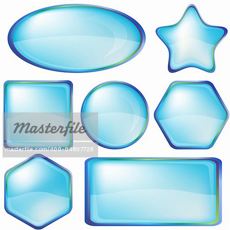 Set blue vector icons, buttons different forms