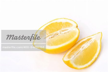 Two half lemon isolated on white background