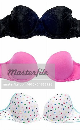 Collection of Strapless Bras Isolated on White wiht a Clipping Path.