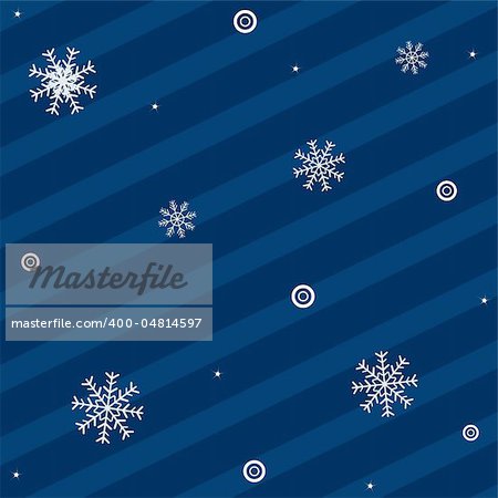 Christmas Blue Background With Snowflakes, Vector Illustration