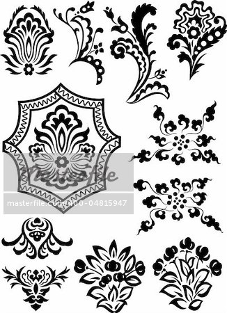 decorative swirl floral set