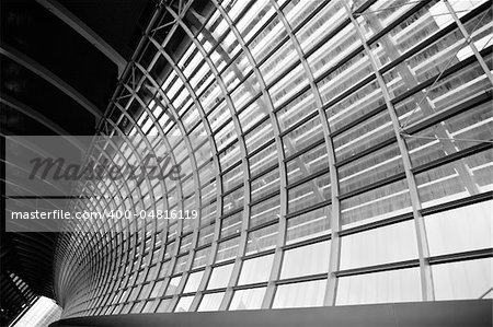 Modern architecture background of steel line indoor.