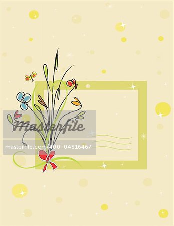 Stylized flowers on a background space for text