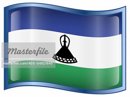 Lesotho Flag Icon, isolated on white background