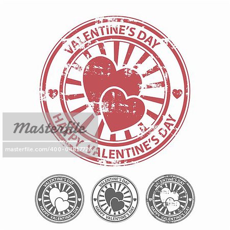Grunge rubber stamp with two hearts, and other variants of the same stamp. Vector illustrator
