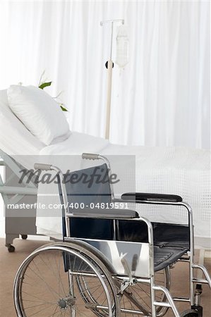 A wheelchair in a room