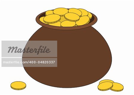 Riches symbol: clay pot filled with gold coins