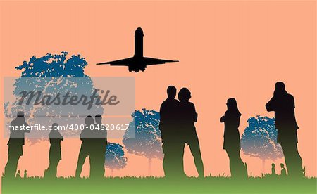 People group silhouette nature airbus tree