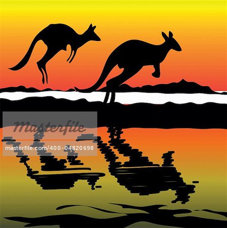 Kangaroo on the sunset Australia icon