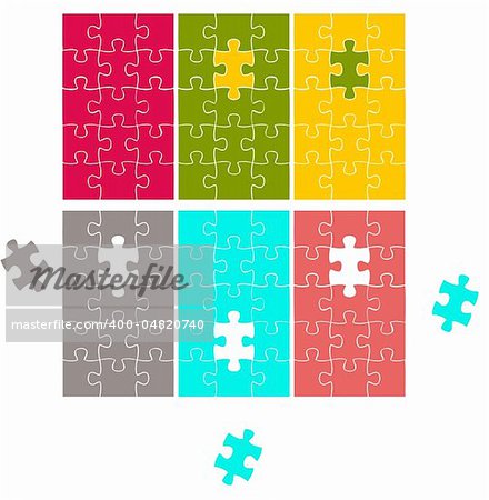 Color Puzzle cards, vector cards, game backgrounds