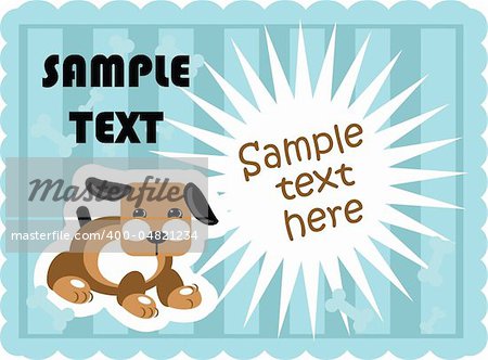 Cute dogs card template vector poster paper tag with flash