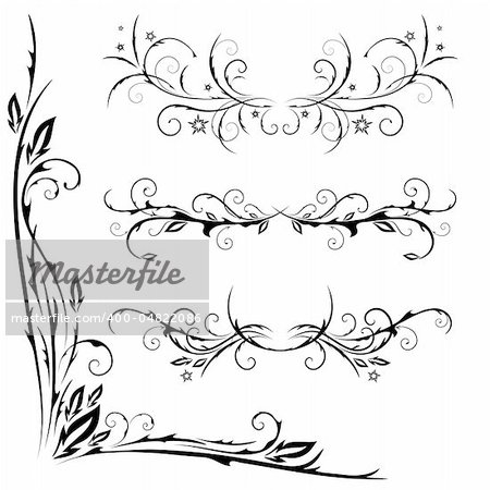 vector set of patterns for design on a white background