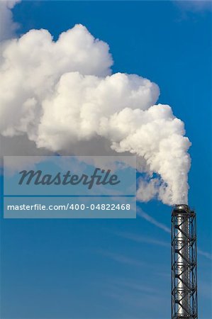 Polluting white smoke coming out of chimney