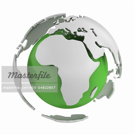 Abstract green globe, Africa part isolated on white background