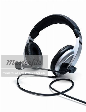 Stereo headphones with microphone isolated on white