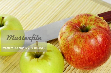 apple on a cutting board