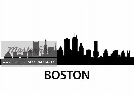 detailed silhouette of Boston, Massachusetts