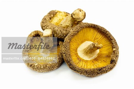 Dried Shiitake mushrooms isolated on white background