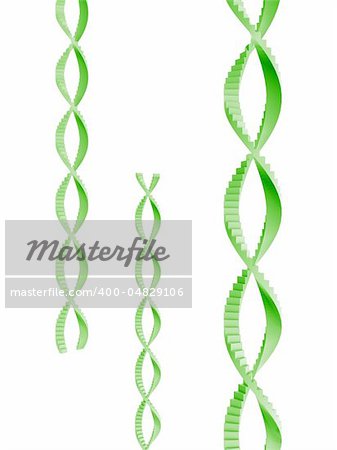 green stair of dna structure isolated on white background