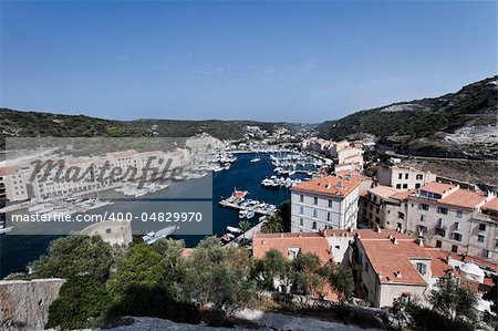 France, Corsica, Bonifacio, view of the town and the port