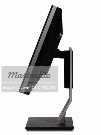 Professional  widescreen monitor with blank white screen. Isolated on white background..