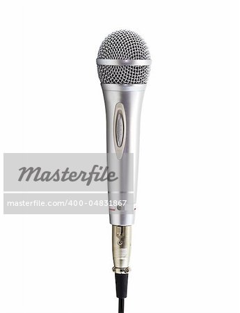 Silver microphone in white