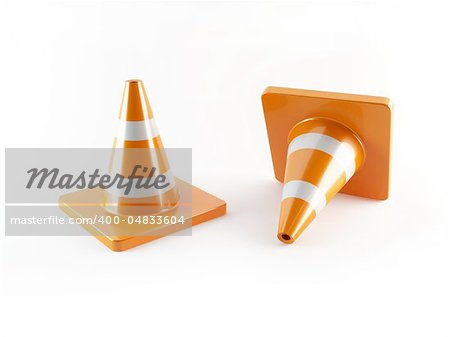 3D rendering of a couple of traffic cones