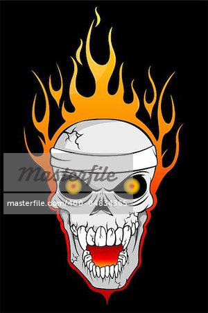 illustration of burning skull on abstract background