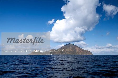 Look at the island of volcanic origin, Filicudi, Aeolian Island