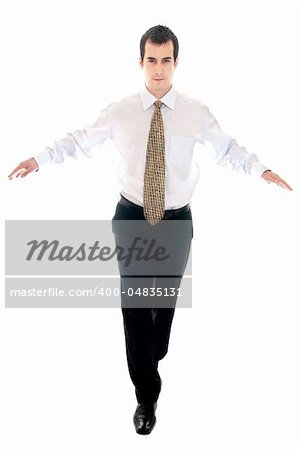 Isolated young business man running