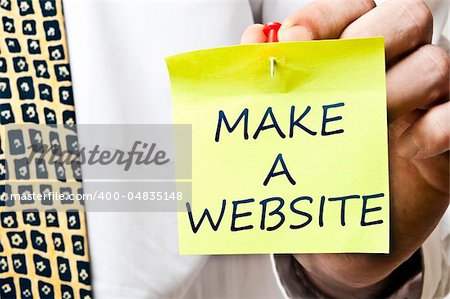 Make a website post it in business man hand