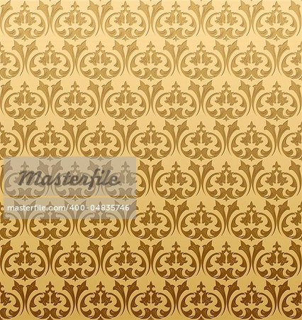 Gold seamless pattern with a repeating pattern. Vector illustration