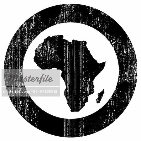 Silhouette of african continent inside the black circle