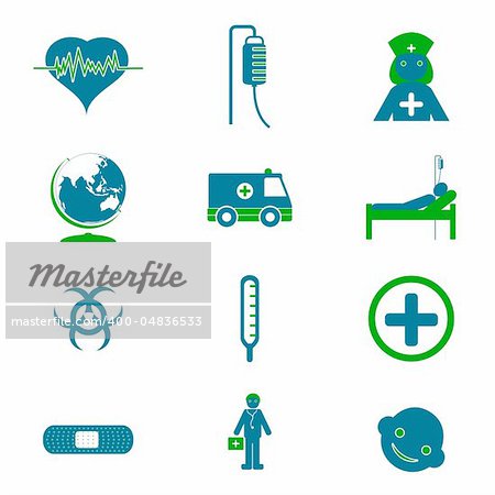 illustration of set of medical icon on plane white background