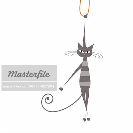 Funny grey striped cat for your design