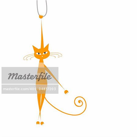 Funny orange striped cat for your design