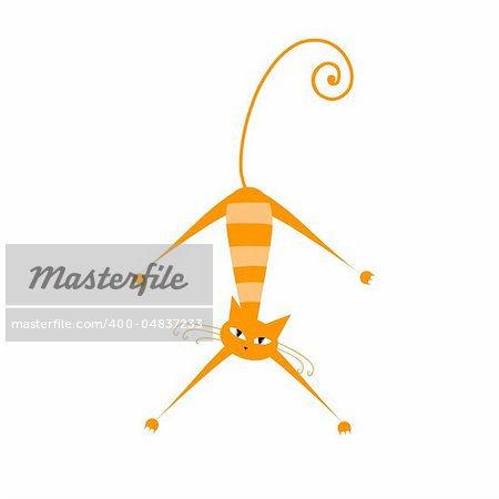 Funny orange striped cat for your design