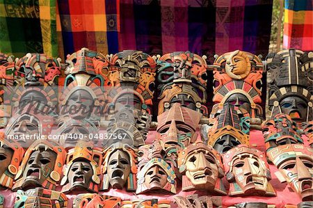 Colorful Mayan mask indian culture in Jungle handcrafts
