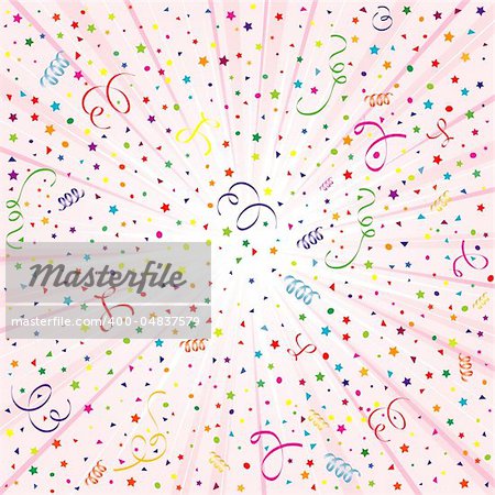Party Time theme with streamer and confetti, element for design, vector illustration