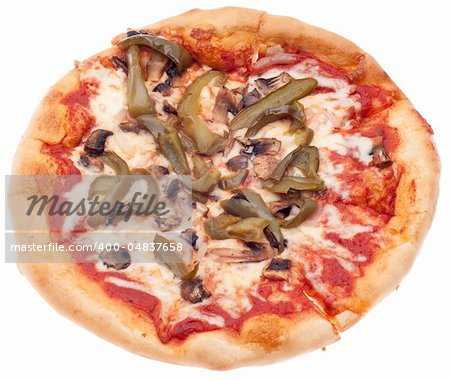 Whole Pizza Isolated on White with a Clipping Path.