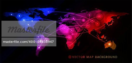 Concept of global business with world map. Vector illustration
