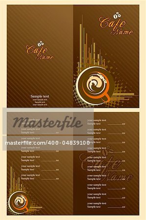 illustration of set of menu card template for cafe