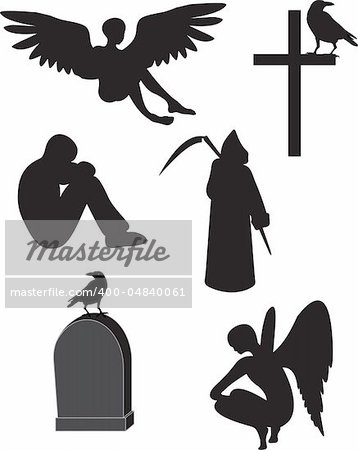 The Silhouette of the death on white background. Vector set